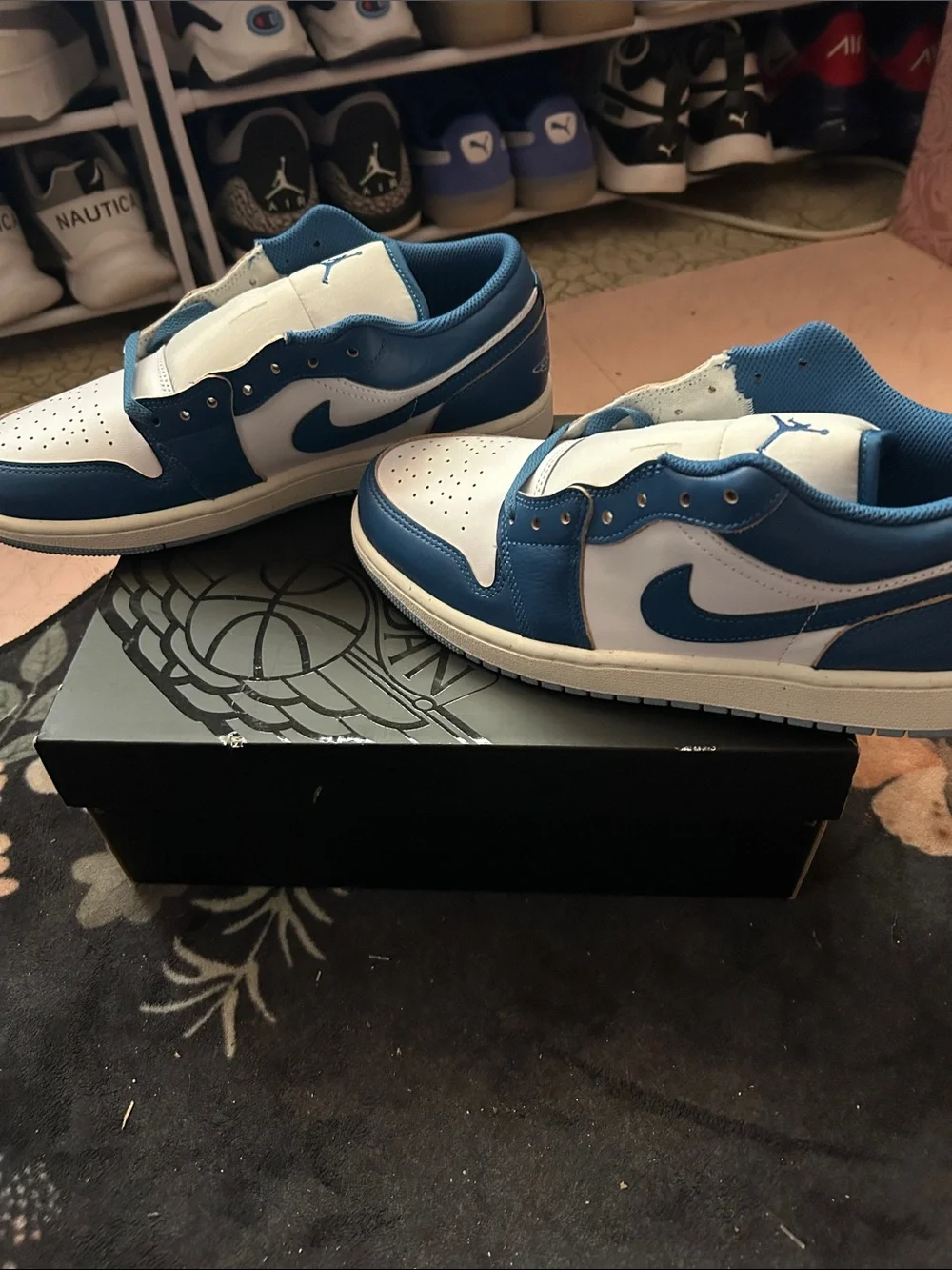 Jordan Men's Low Top Sneakers - White & Blue